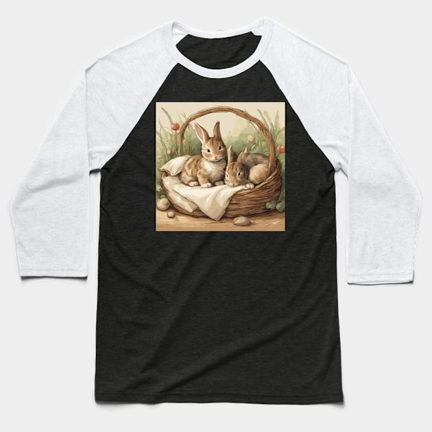 Whimsical Rabbits Baseball T-Shirt by Souls.Print